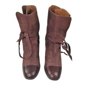 Rossetti Moda Italian Womens Ankle Strap Boots Size 37 Brown Suede 6.5 US